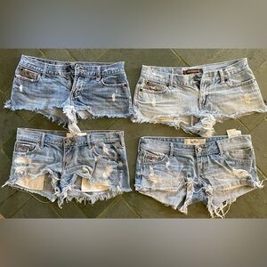 Hollister cut off jean shorts-set of 4. Low rise. Y2K/ 2000s style. Size 5.
